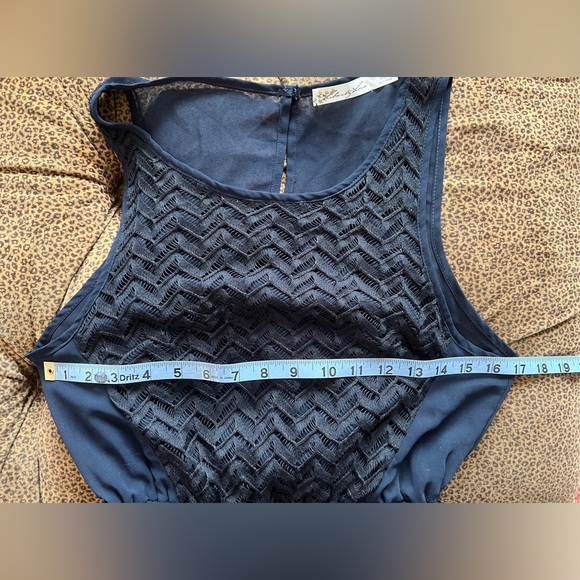 Liberty Love Navy Blue High-Low Sheer Dress Size Medium - Picture 9 of 9